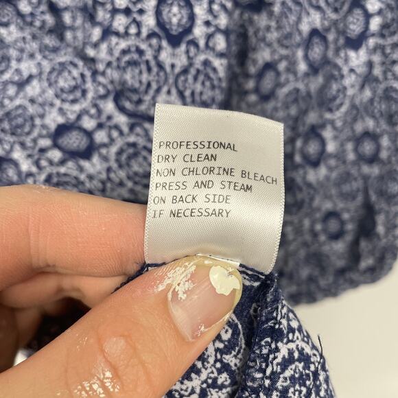Anthropologie Lucy & Laurel Blue Boho Puff Sleeve Blouse SZ 2X Patterned EUC - Picture 5 of 12